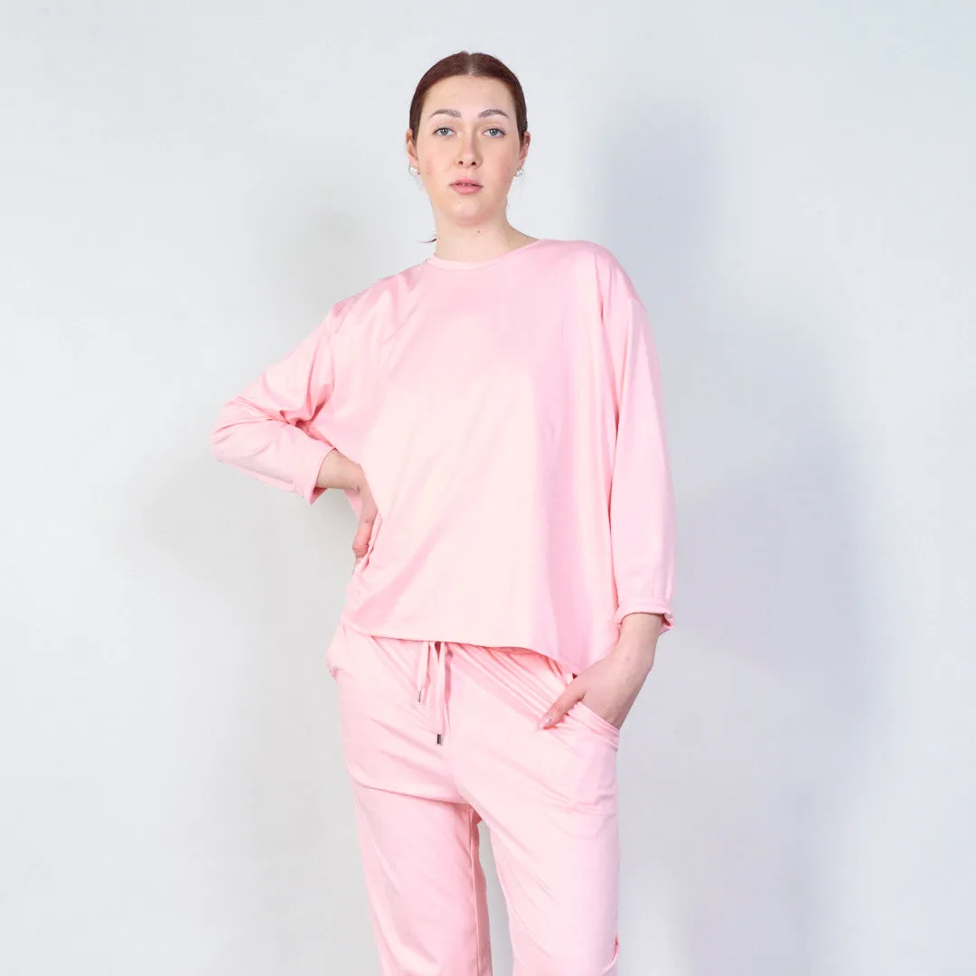 Classic relaxed fit rolled sleeve top wholesale