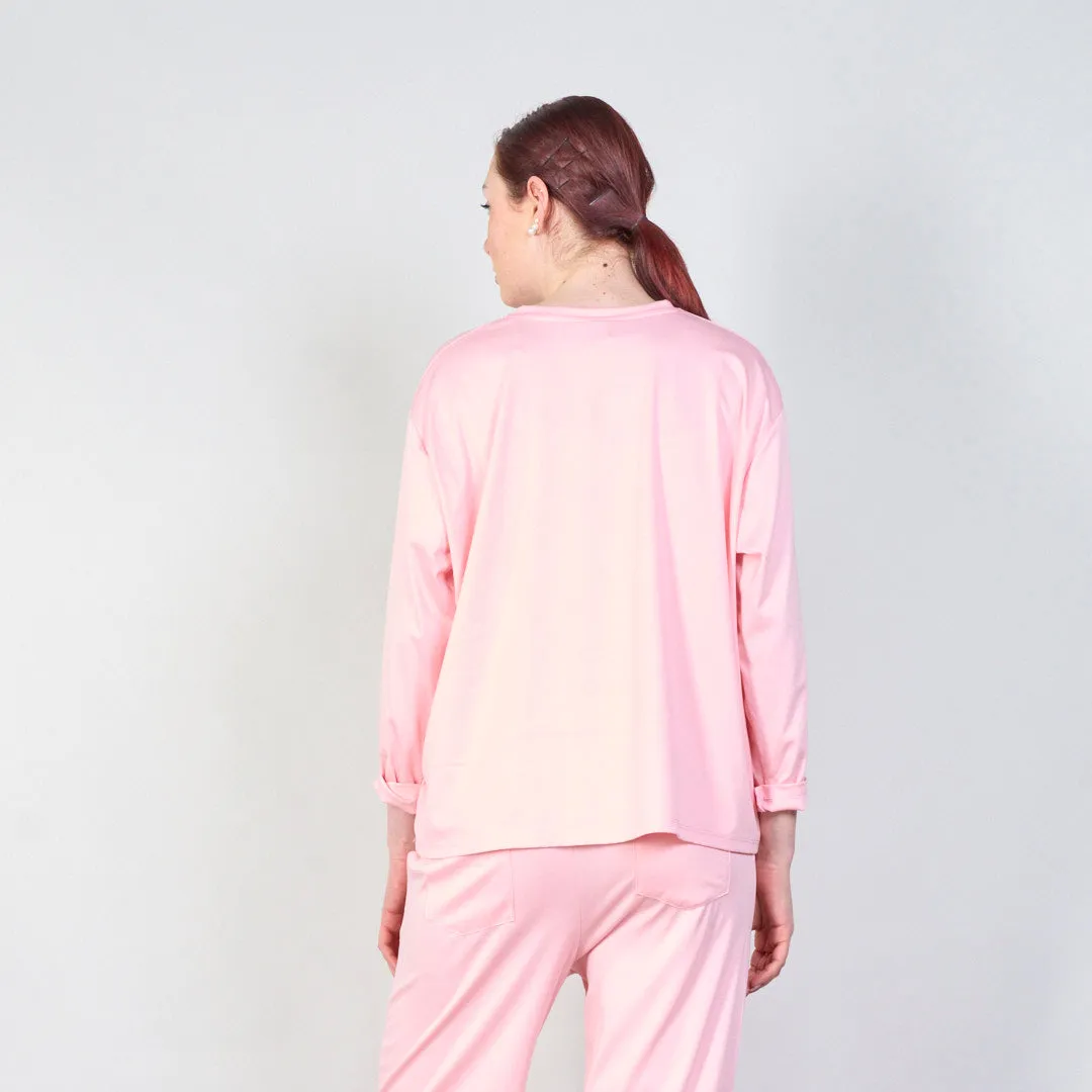 Classic relaxed fit rolled sleeve top wholesale
