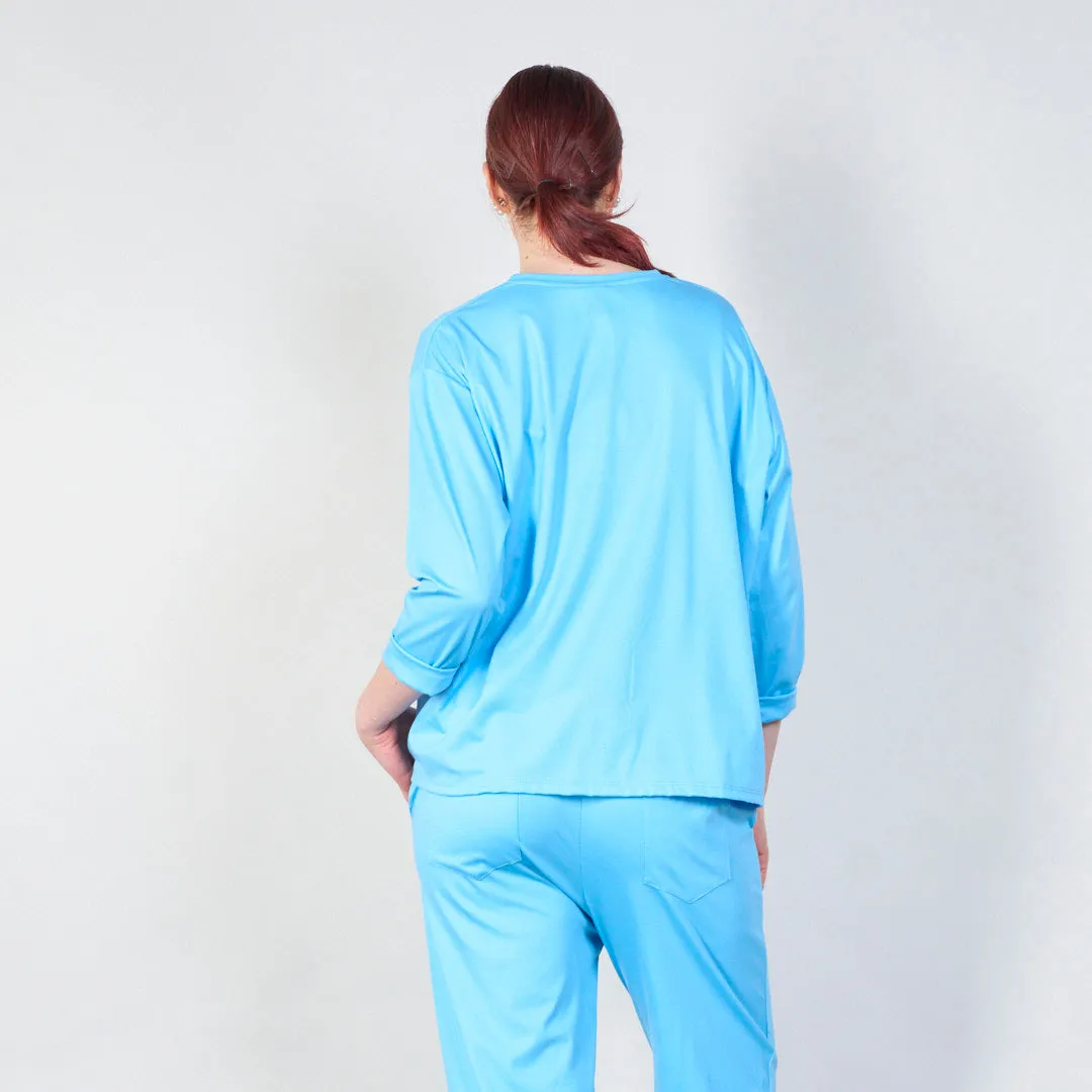 Classic relaxed fit rolled sleeve top wholesale