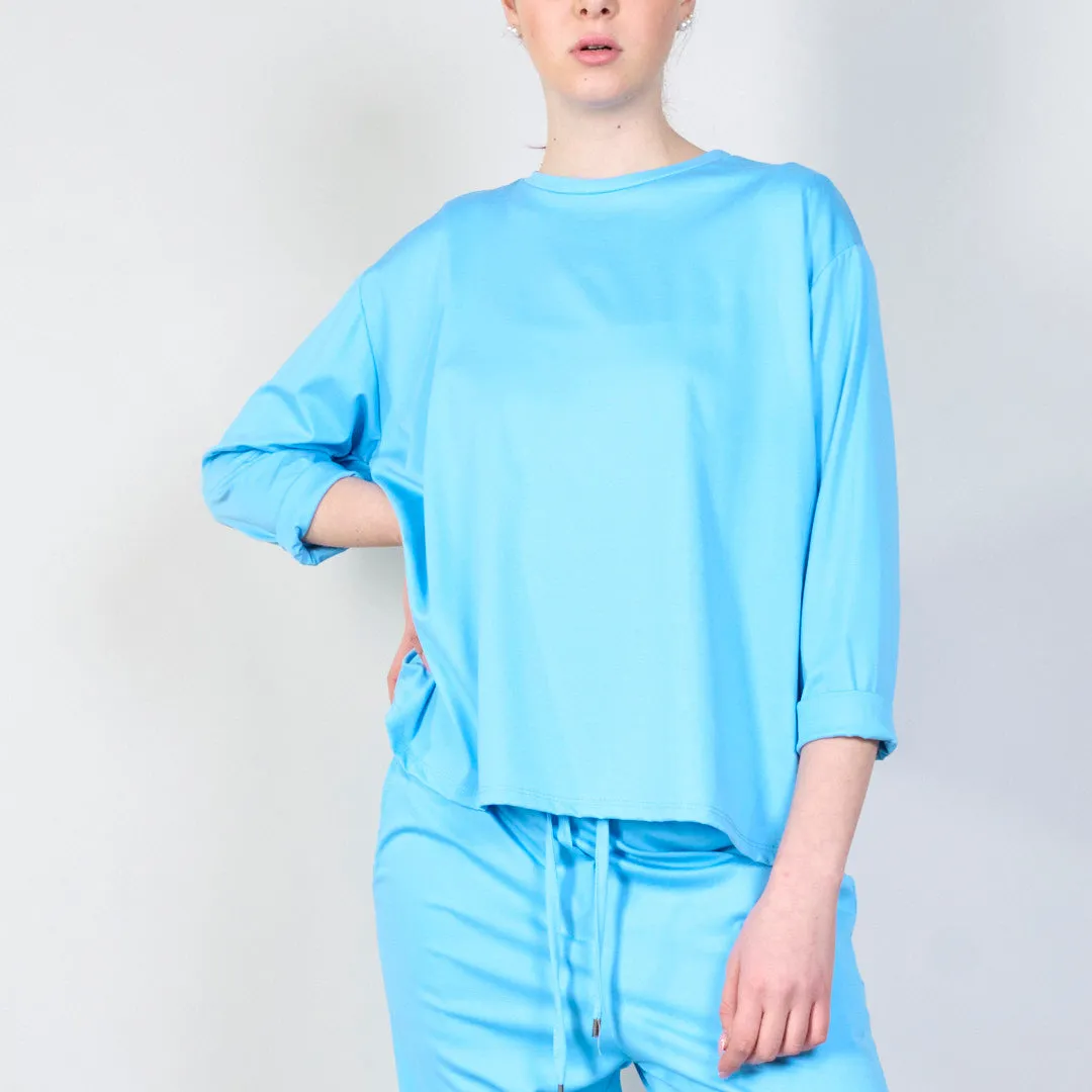 Classic relaxed fit rolled sleeve top wholesale