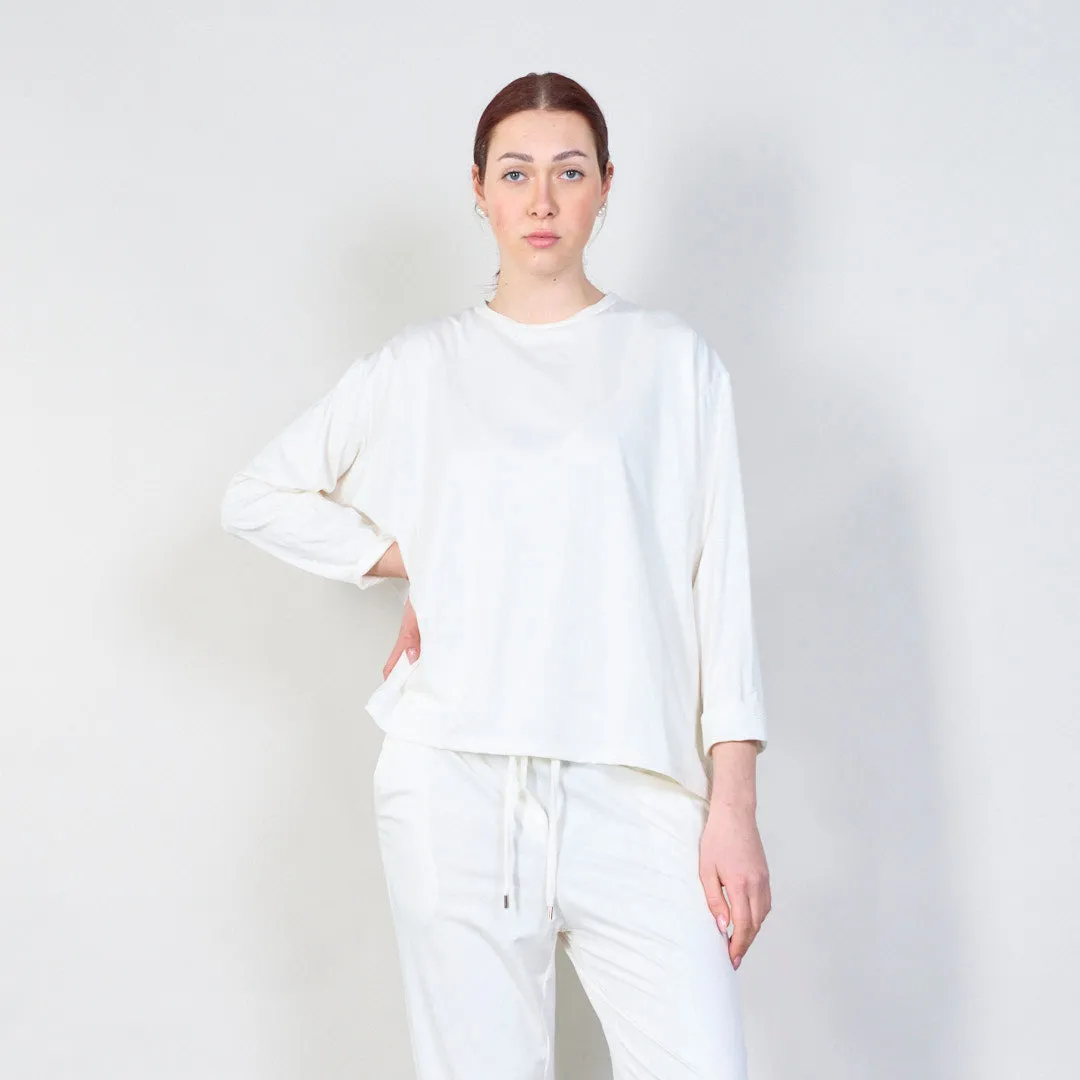 Classic relaxed fit rolled sleeve top wholesale