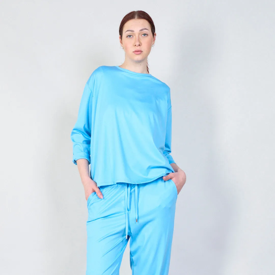 Classic relaxed fit rolled sleeve top wholesale