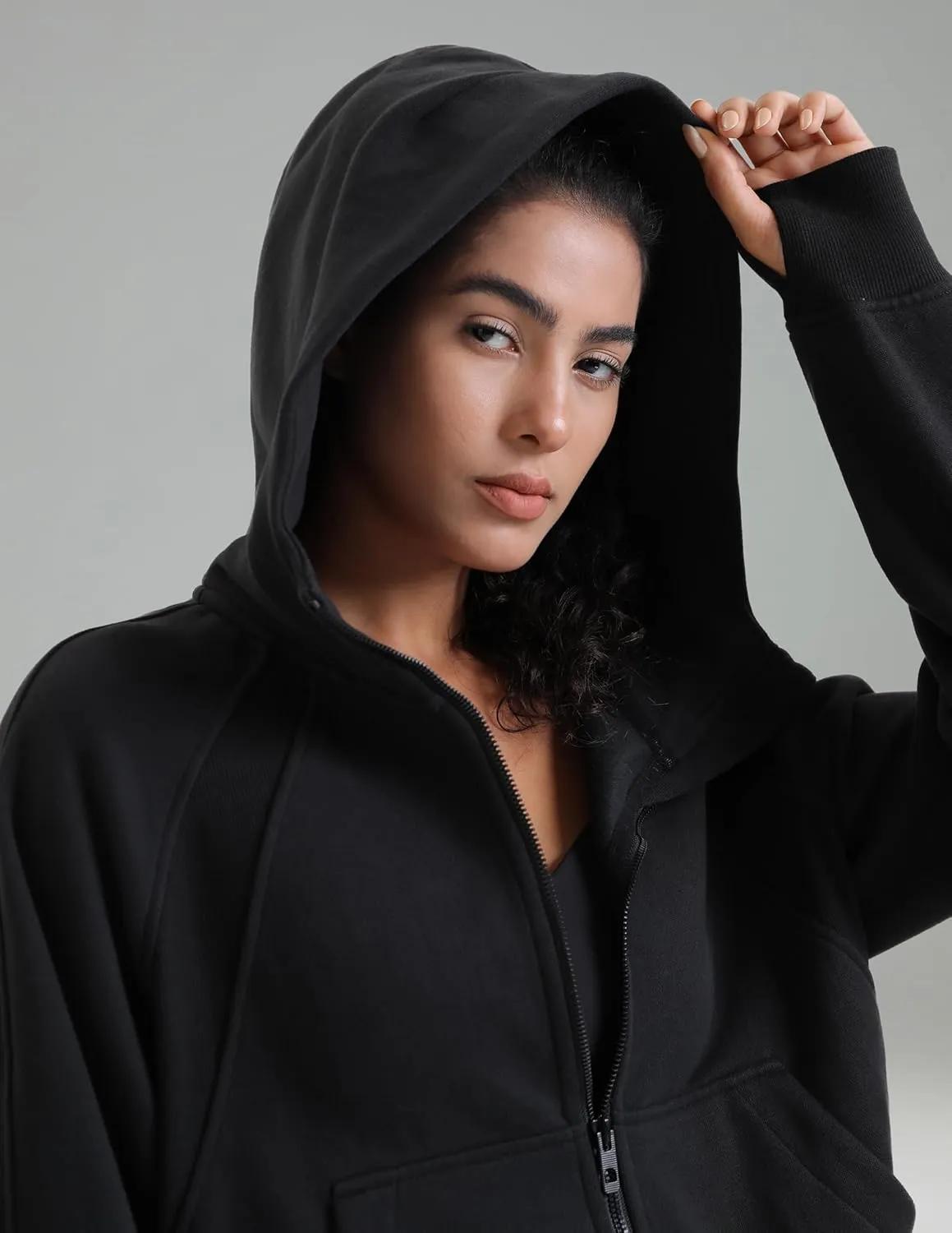 Colorfulkoala Women's Fleece Lined Oversized Hoodies Full-Zip Casual Workout Sweatshirts with Thumb Holes