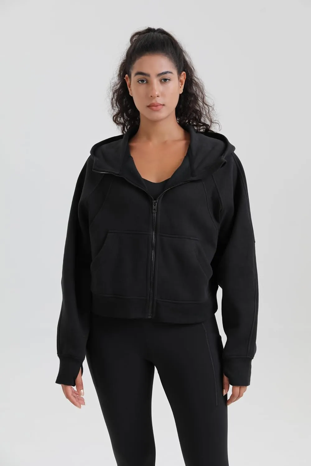 Colorfulkoala Women's Fleece Lined Oversized Hoodies Full-Zip Casual Workout Sweatshirts with Thumb Holes