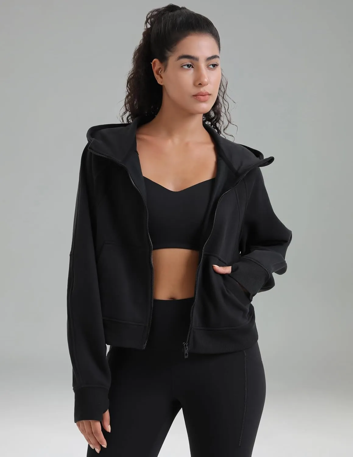 Colorfulkoala Women's Fleece Lined Oversized Hoodies Full-Zip Casual Workout Sweatshirts with Thumb Holes