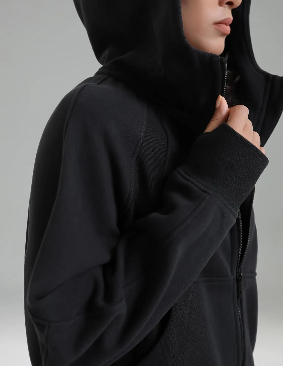 Colorfulkoala Women's Fleece Lined Oversized Hoodies Full-Zip Casual Workout Sweatshirts with Thumb Holes