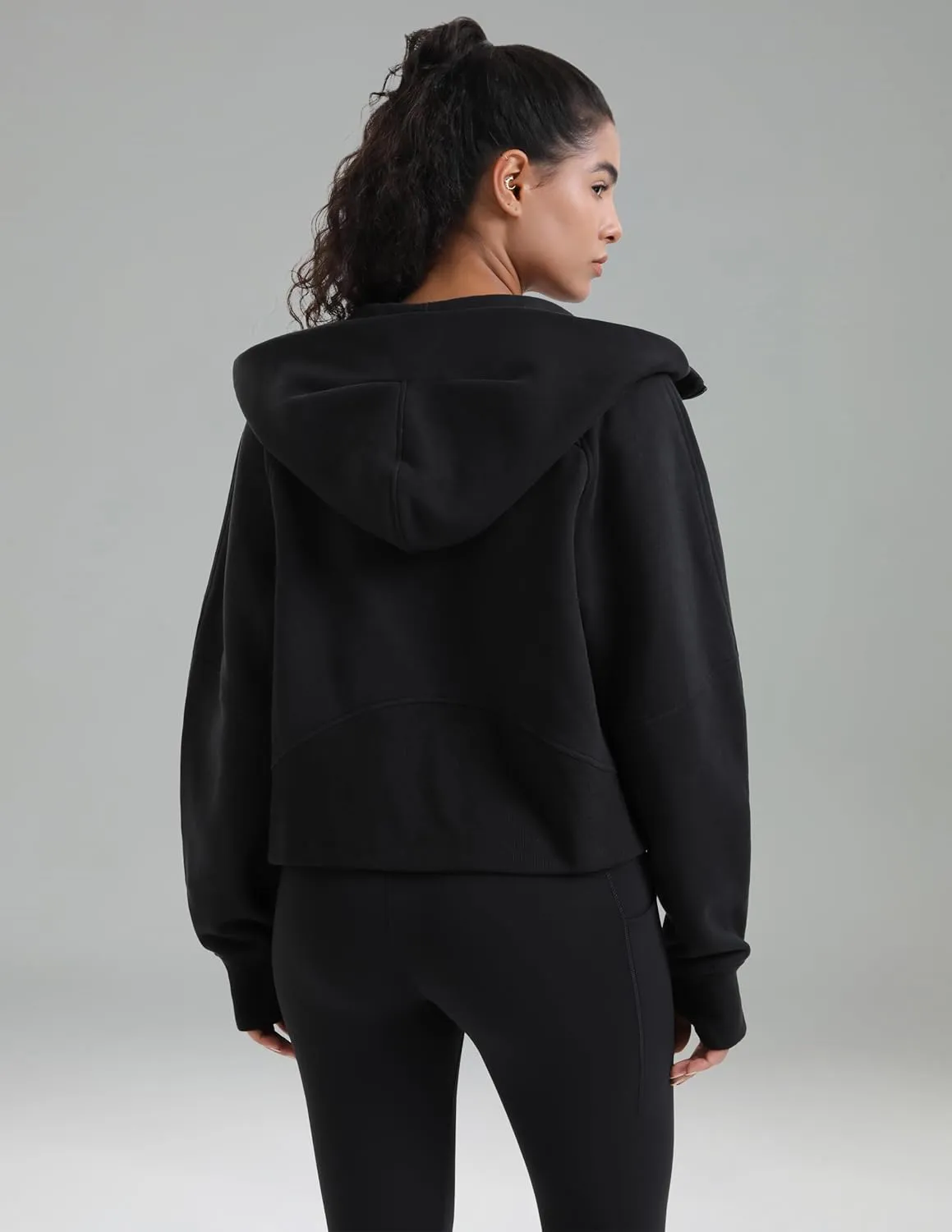 Colorfulkoala Women's Fleece Lined Oversized Hoodies Full-Zip Casual Workout Sweatshirts with Thumb Holes