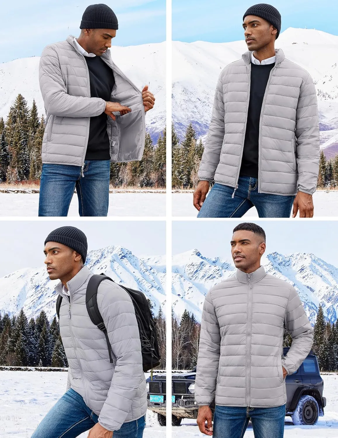 COOFANDY Mens Puffer Jacket Packable Lightweight Jackets Winter Coat Windproof Zipper Down Jacket