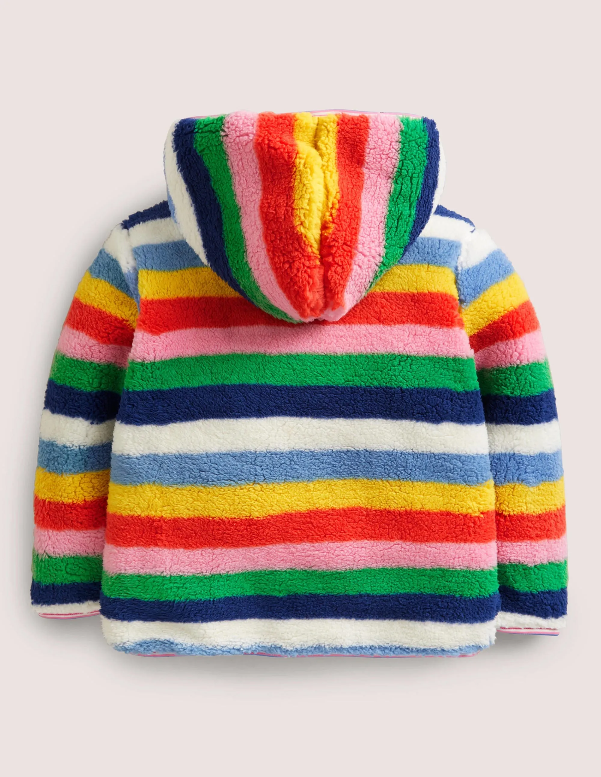 Cosy Reversible Fleece Hoodie-Blue Multi Stripe