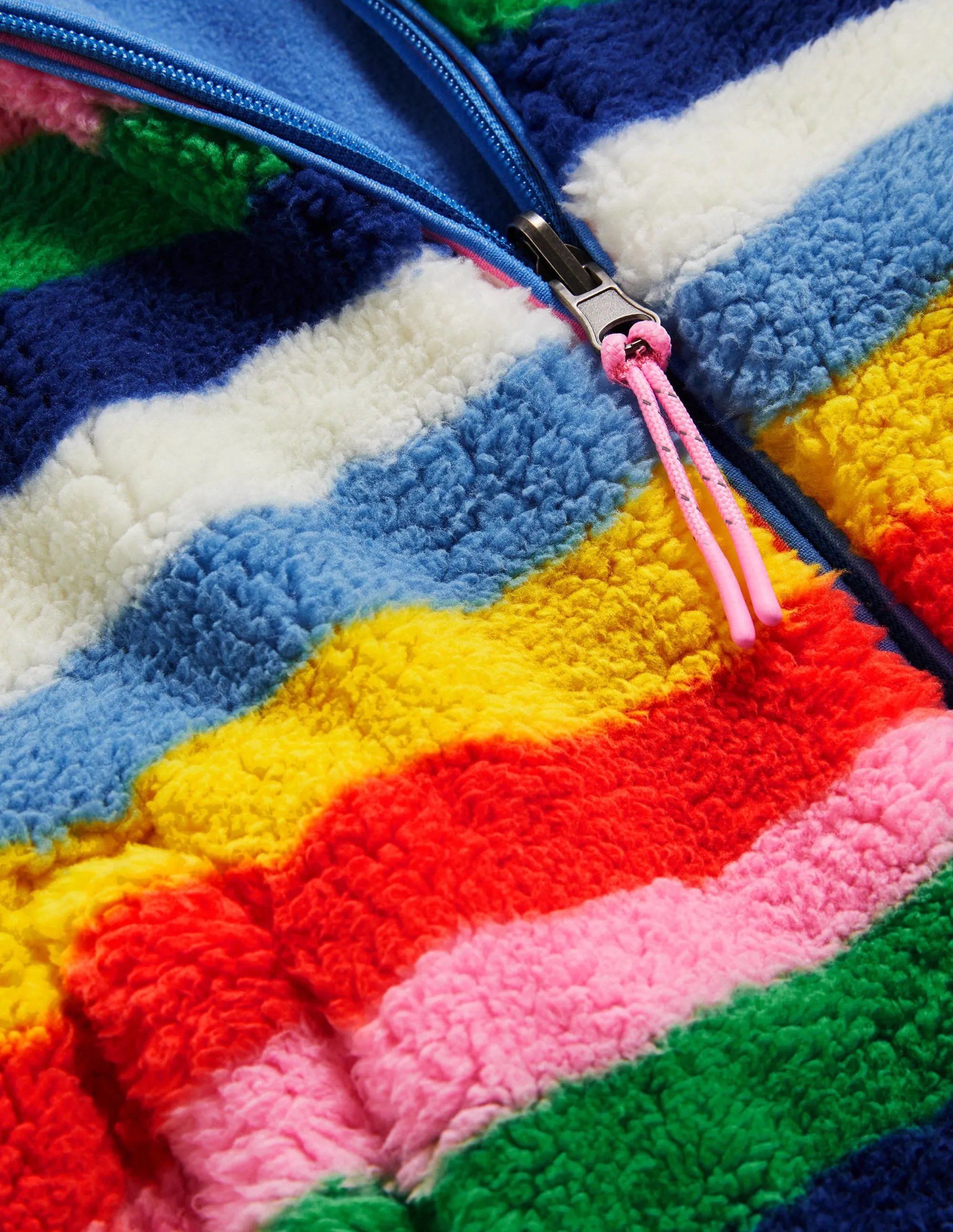 Cosy Reversible Fleece Hoodie-Blue Multi Stripe