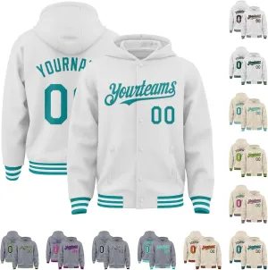 Custom Varsity Baseball Hoodie Jacket Cotton Blend Leather Sleeve Letterman Bomber Jacket Stitched Letters Logo S-5XL