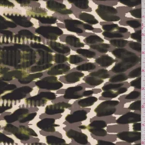 Dark Taupe/Avocado Animal Print Crepe Georgette Fabric