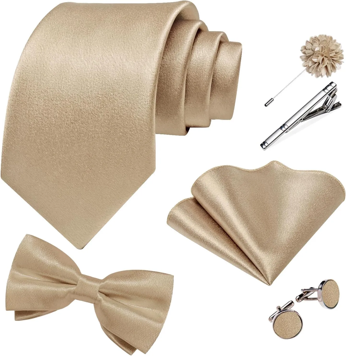 DiBanGu Mens Shiny Satin Vest Tie Set 8PCS Solid Waistcoat and Pre-tied Bowtie Shawl Collar Dress Vest for Wedding Formal