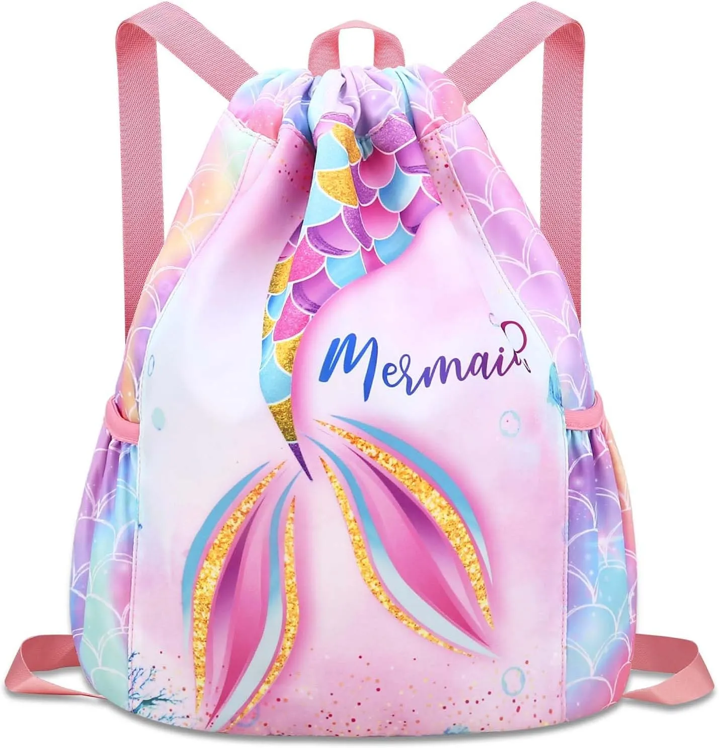 Drawstring Backpack for Kids - Girls Dance Bag,Sport Gym Beach Swim Travel Daypack