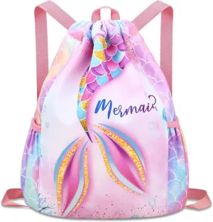 Drawstring Backpack for Kids - Girls Dance Bag,Sport Gym Beach Swim Travel Daypack
