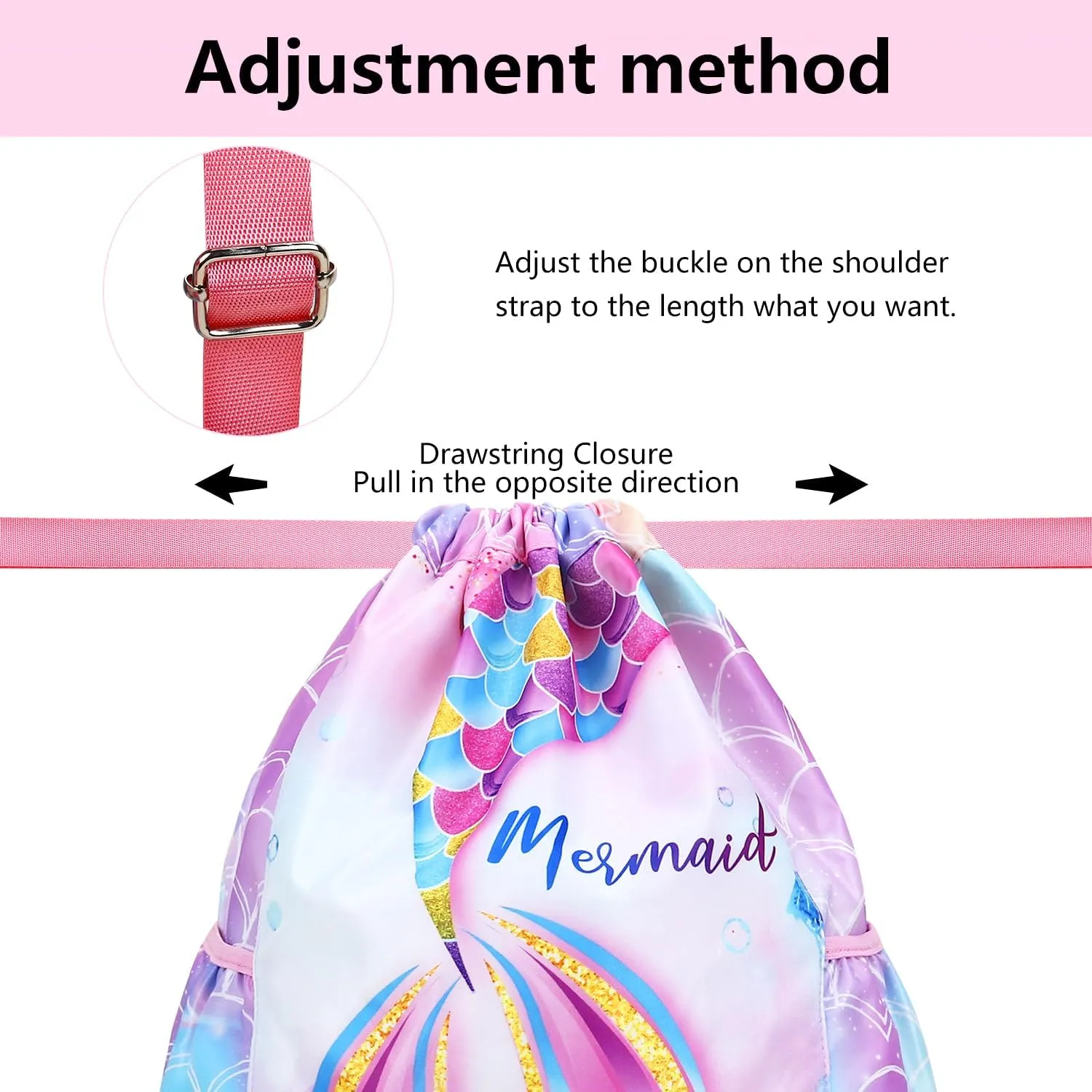Drawstring Backpack for Kids - Girls Dance Bag,Sport Gym Beach Swim Travel Daypack