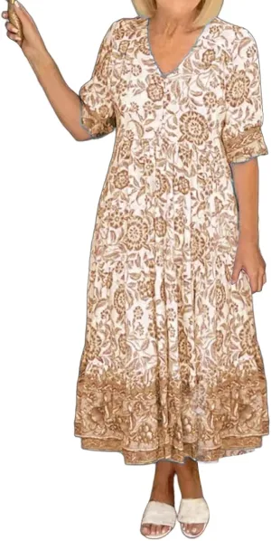 Dresses for Women Summer Floral Fairy Dresses Short Sleeve V Neck Maxi Long Dress Flowy Beach Vacation Sundress 2025