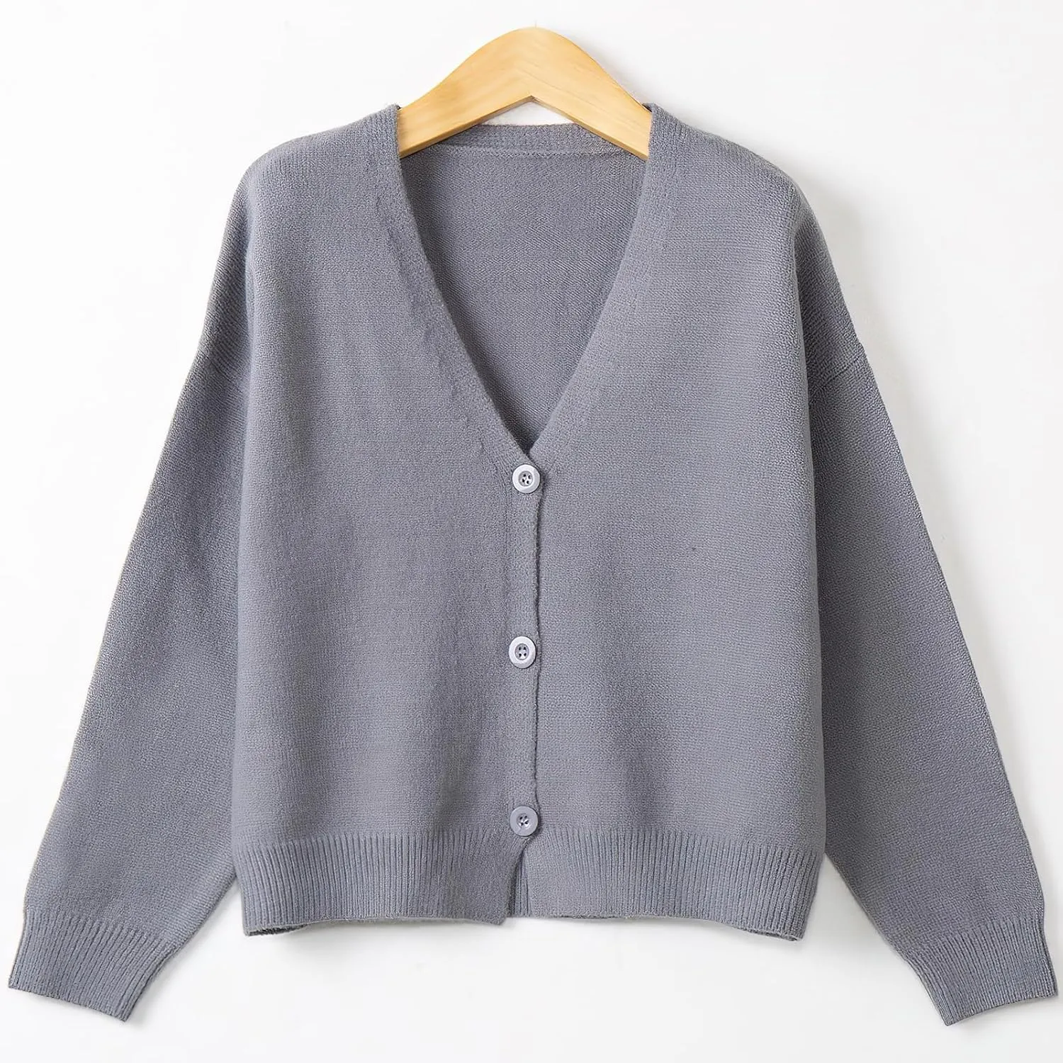 ebossy Women's Vintage Preppy Cable Knit Cardigan Sweather Casual Plain Artistic Aesthetic Oversized Crop Jacket Top
