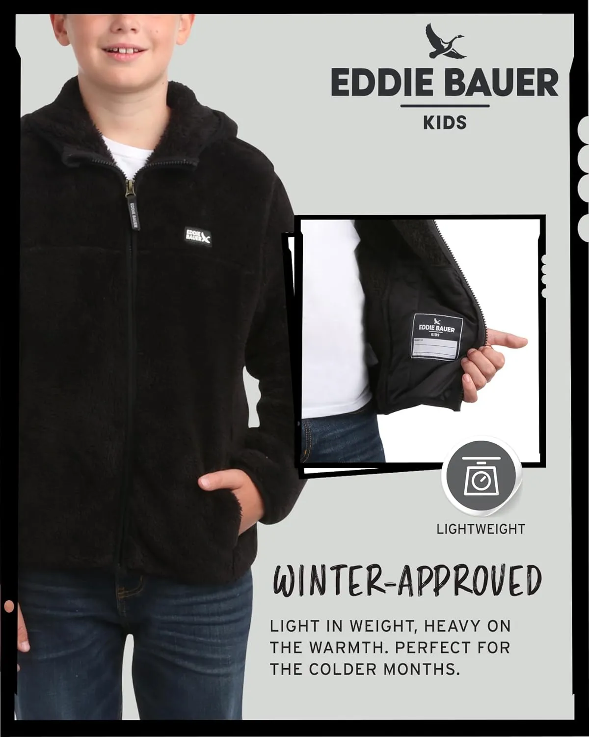 Eddie Bauer Kids' Zip Up - Kids' Full Zip Ultra Soft Sherpa Fleece Hoodie Sweatshirt for Boys and Girls (5-20)
