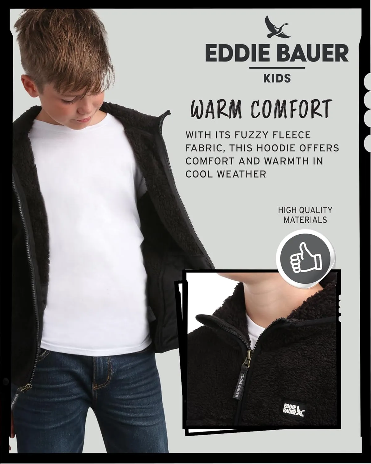 Eddie Bauer Kids' Zip Up - Kids' Full Zip Ultra Soft Sherpa Fleece Hoodie Sweatshirt for Boys and Girls (5-20)