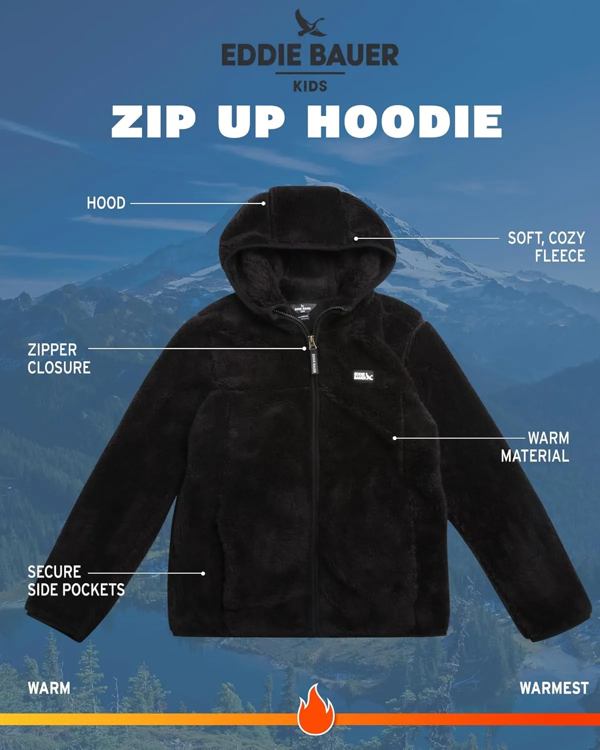 Eddie Bauer Kids' Zip Up - Kids' Full Zip Ultra Soft Sherpa Fleece Hoodie Sweatshirt for Boys and Girls (5-20)