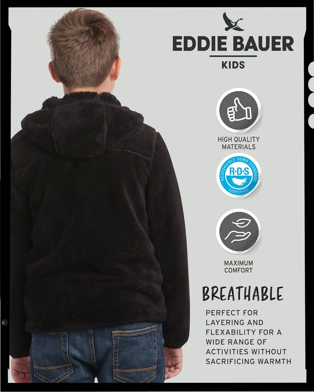 Eddie Bauer Kids' Zip Up - Kids' Full Zip Ultra Soft Sherpa Fleece Hoodie Sweatshirt for Boys and Girls (5-20)