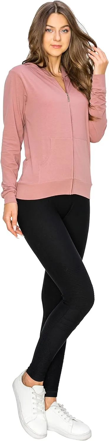 EttelLut Lightweight Comfy Cotton Casual Active Full Zip-up/Pullover Plain Hoodie Jacket