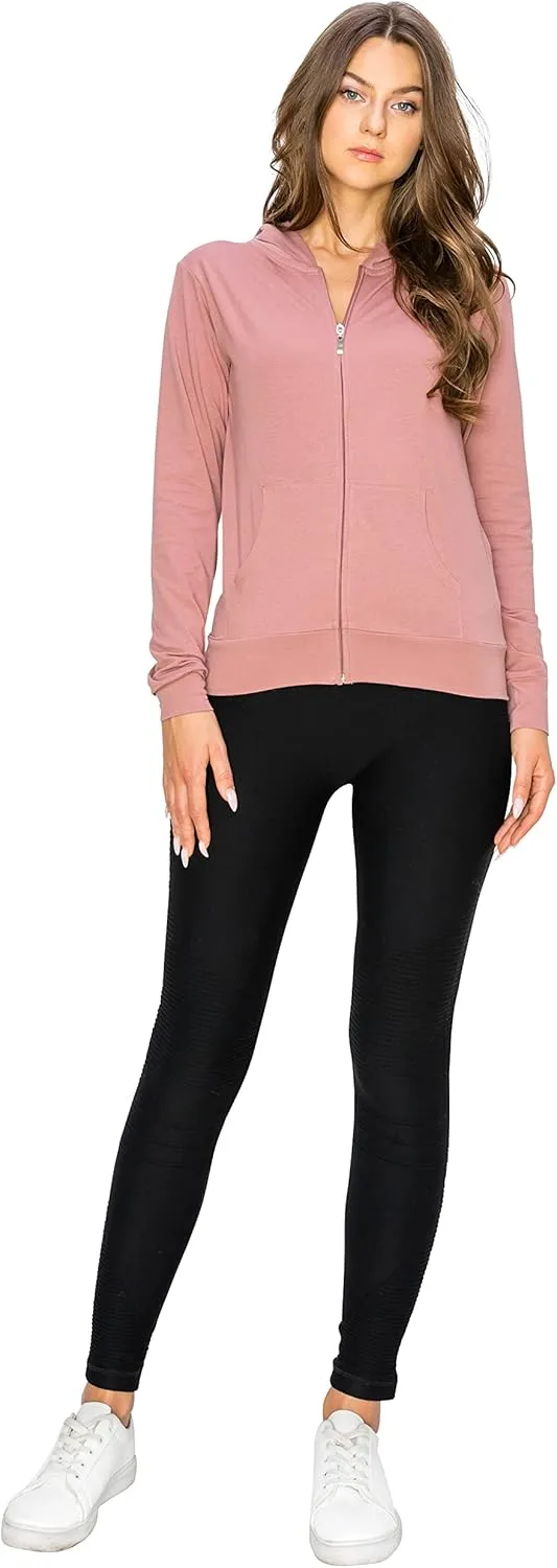 EttelLut Lightweight Comfy Cotton Casual Active Full Zip-up/Pullover Plain Hoodie Jacket