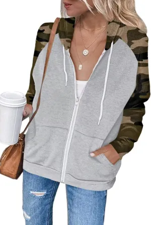 Ezbelle Women's Color Block Zip Up Hoodie Sweatshirt Casual Long Sleeve Jacket Sweater with Pockets