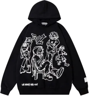 FantasyGears Mens Hoodies Y2k Oversized Graphic Hoodie Harajuku Vintage Jacket Hooded Pullover Sweatshirt For Women