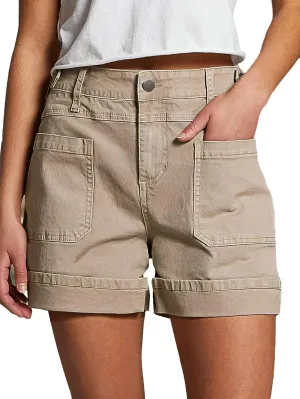 Flamingals Cargo Shorts for Women Mid Rise Roll Hem Summer Shorts Casual Relaxed Fit with Patch Pocket
