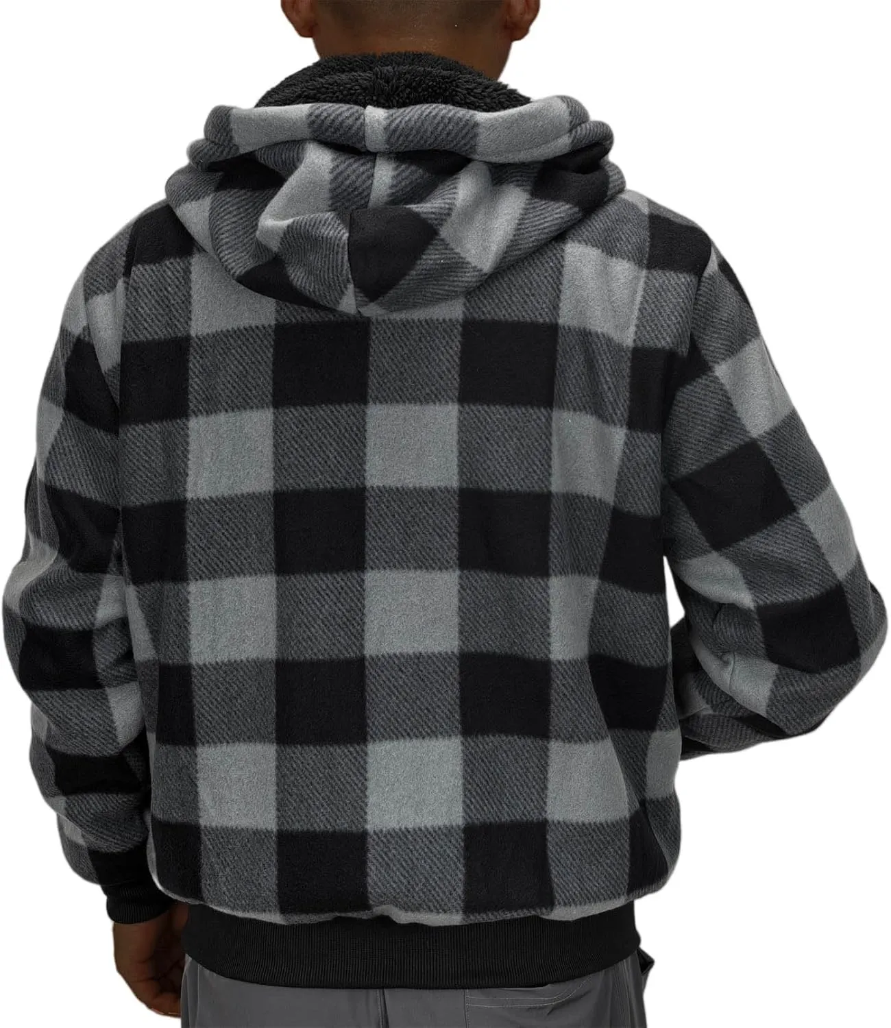 Flannel Plaid Mens Hoodies Soft Warm Sherpa Fleece Lined Full Zip Up Heavyweight Thick Sweatshirt