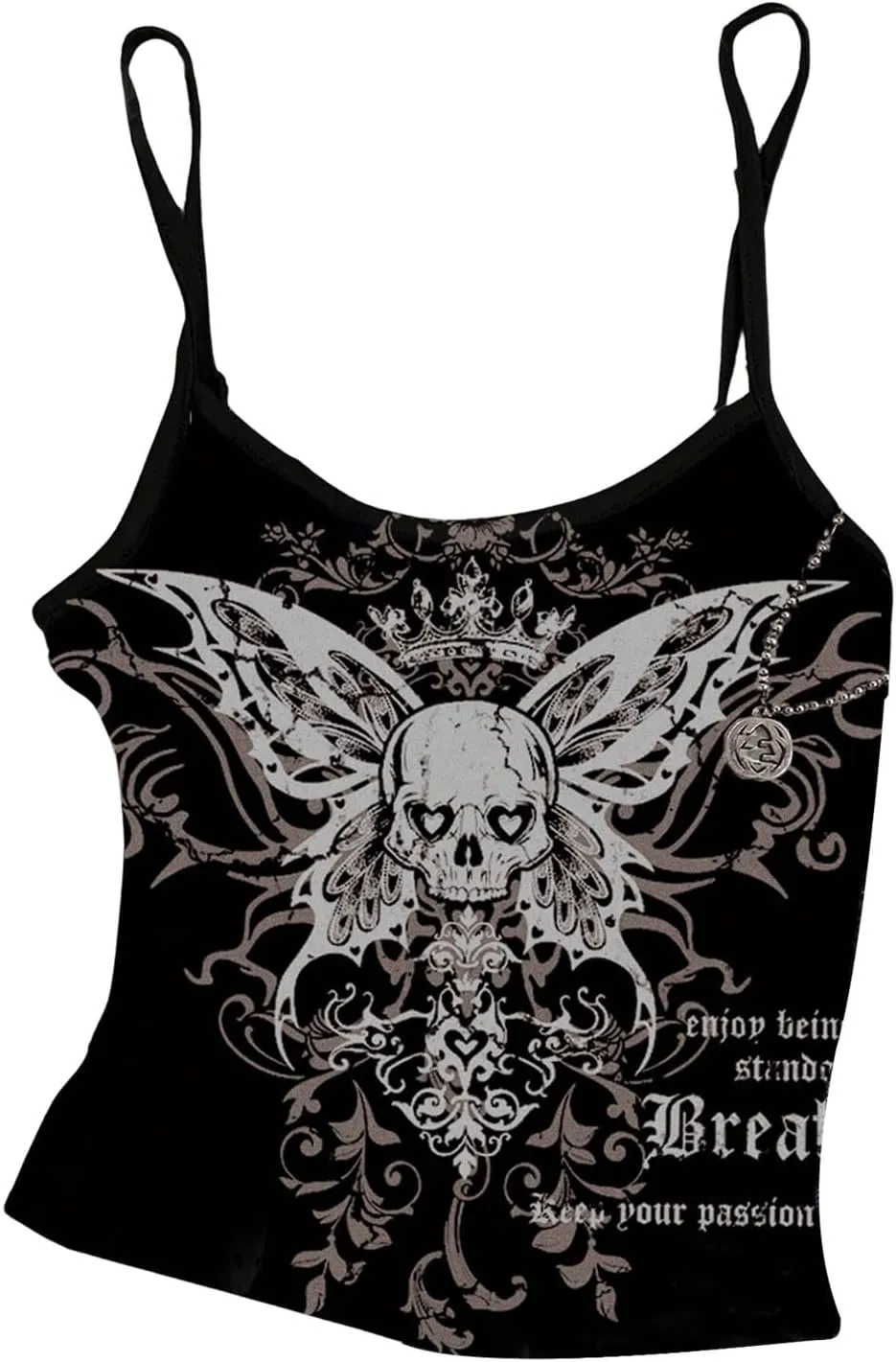 Floerns Women's Plus Size Skull Print Camisole Spaghetti Strap Crop Cami Top
