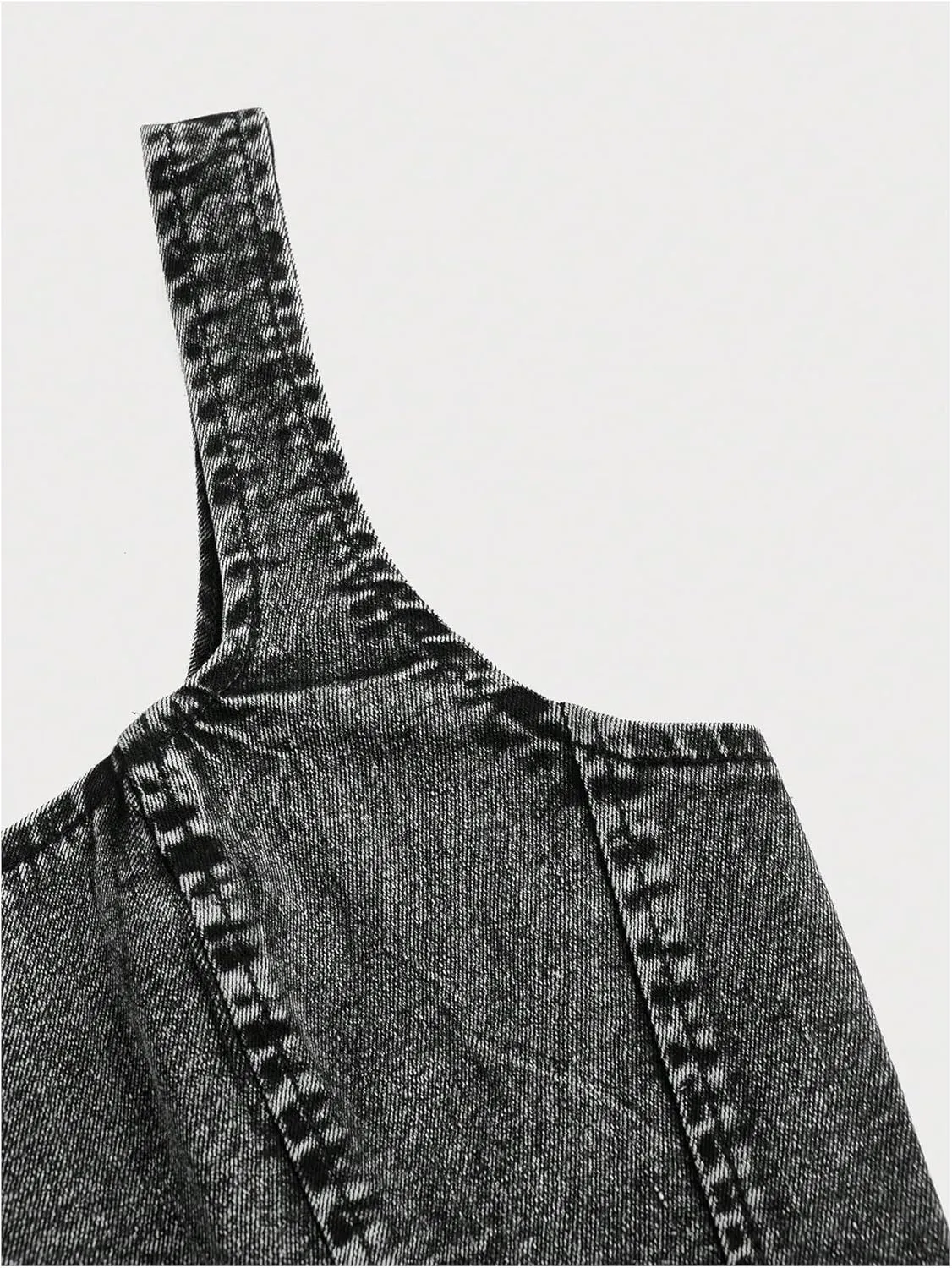 Floerns Women's Sleeveless Denim Tank Top Asymmetrical Hem Square Neck Jean Vest