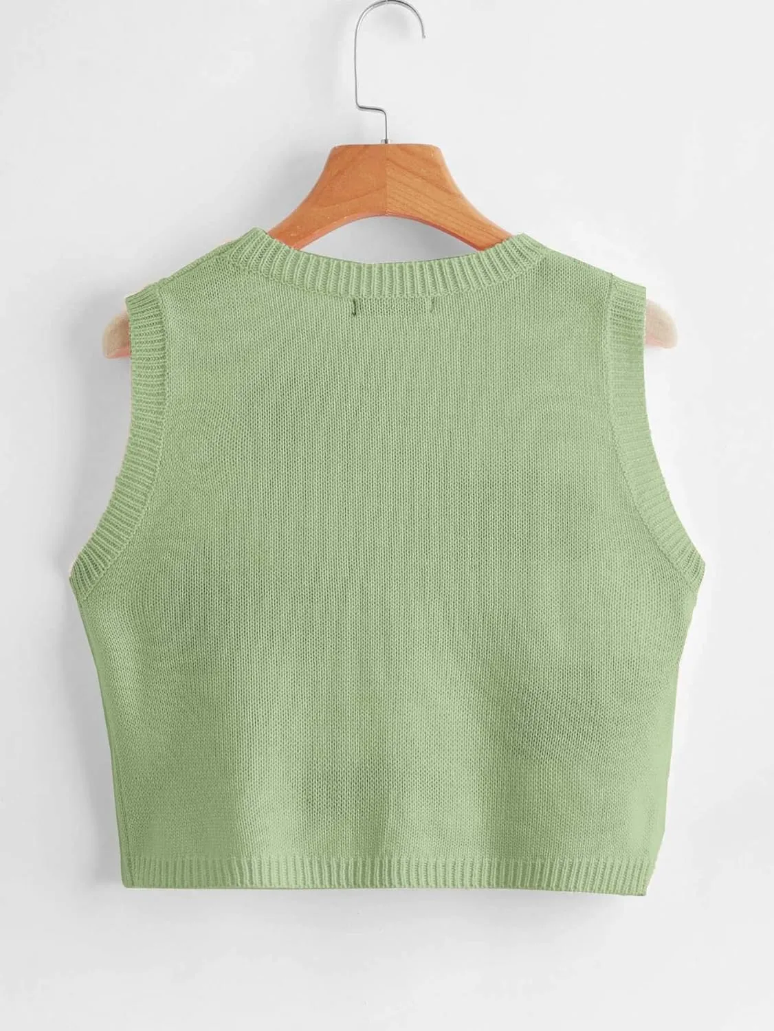 Floerns Women's Sleeveless Round Neck Cute Strawberry Sweater Vest Crop Shirt Top