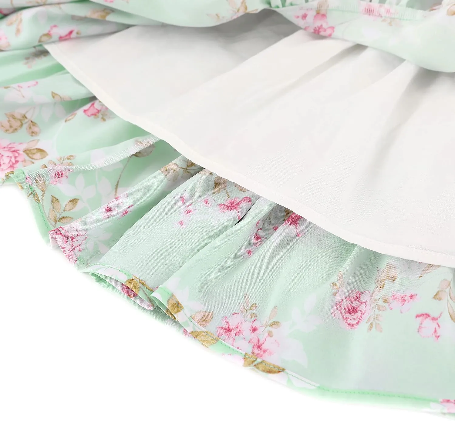 Flofallzique Floral Girls' Dress Summer Ruffle Sleeve Tie Back Casual Boho Sundress for Birtrhday Tea Party