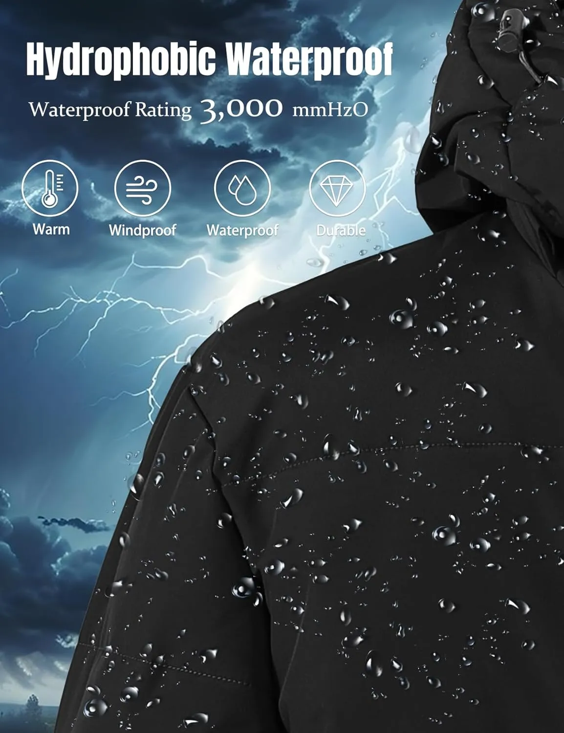 Flygo Puffer Jacket Men Down Jackets Winter Coats Waterproof Thicken Insulated Hooded Quilted Parka Snow Jacket