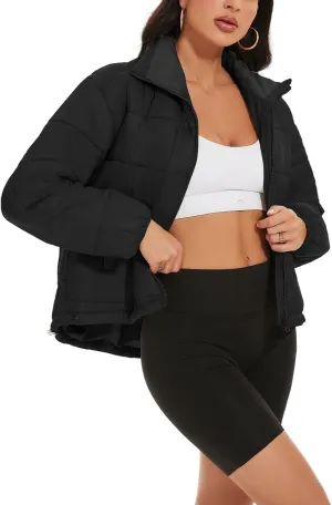 Flygo Women Lightweight Quilted Puffer Jacket Long Sleeve Zip Packable Down Jackets Coat