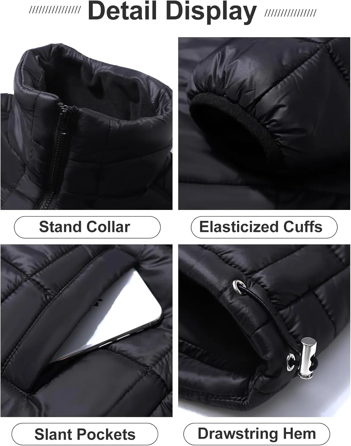 Flygo Women Lightweight Quilted Puffer Jacket Long Sleeve Zip Packable Down Jackets Coat
