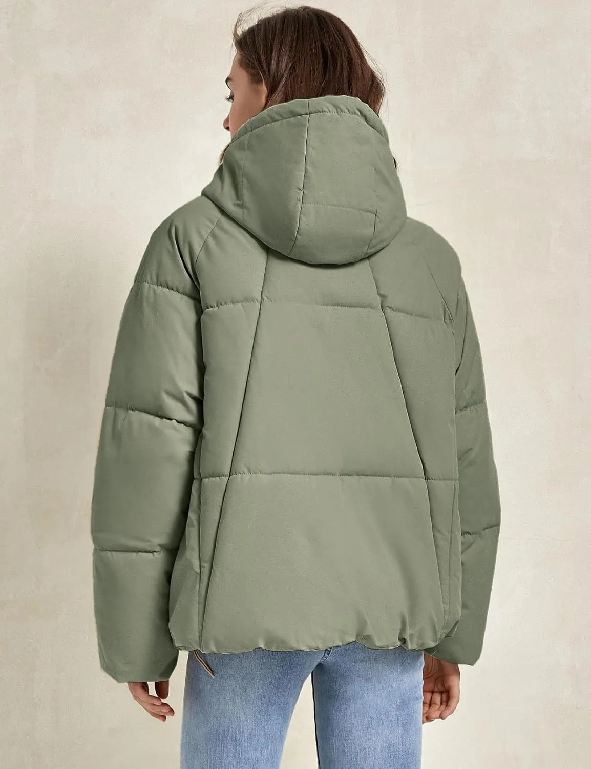 Flygo Womens Hoodies Puffer Jacket Zip Up Quilted Hooded Bubble Padded Down Winter Coats Long Sleeve Jackets with Pockets
