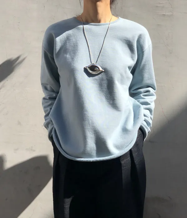 FUMIKA_UCHIDA/Defatted Fleece SWEAT PULLOVER(SKYBLUE)