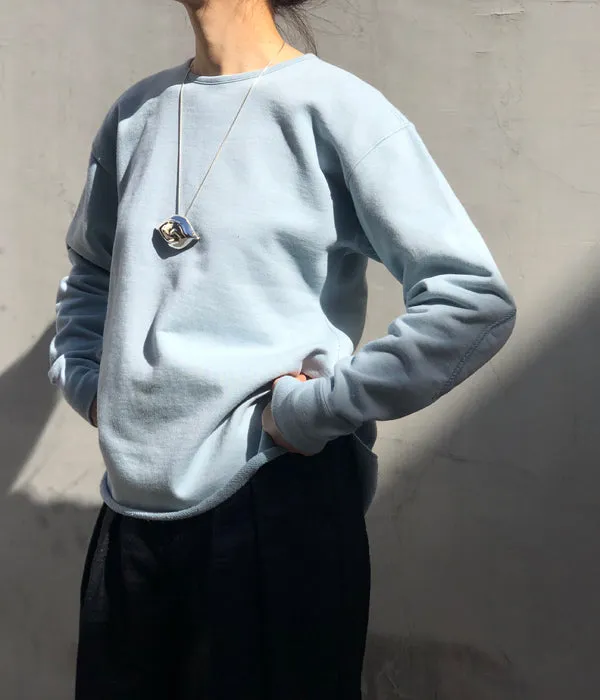 FUMIKA_UCHIDA/Defatted Fleece SWEAT PULLOVER(SKYBLUE)