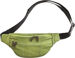 Genuine Leather Fanny Pack - Top Grain Cowhide Waist Pack Bum Bag - Lime