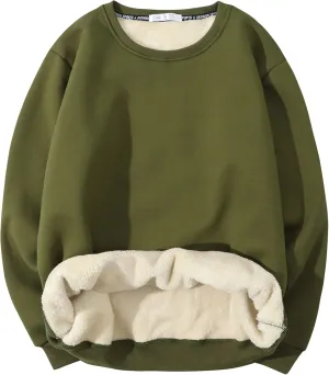 Gihuo Men's Crewneck Sweatshirt Winter Warm Sherpa Lined Pullover Fleece Top Sweatshirt