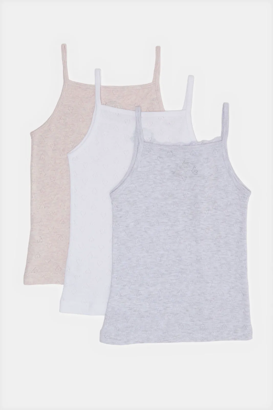 Girls Assorted Solid Vest Set (Pack of 3)