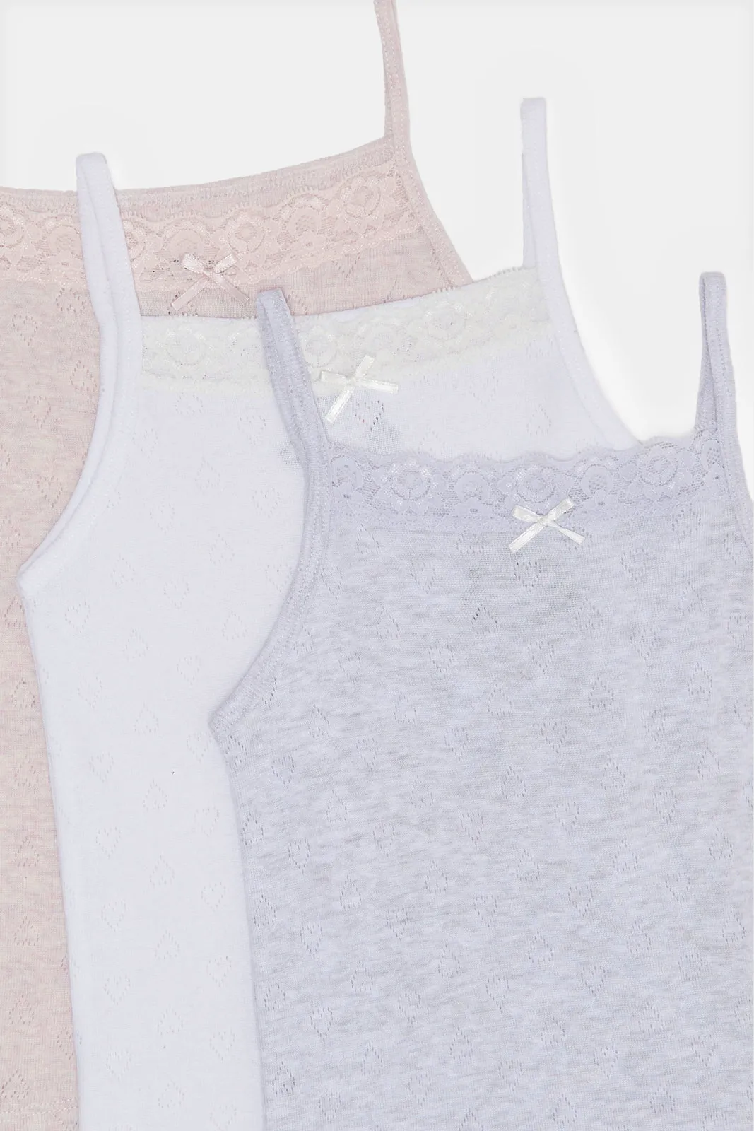 Girls Assorted Solid Vest Set (Pack of 3)