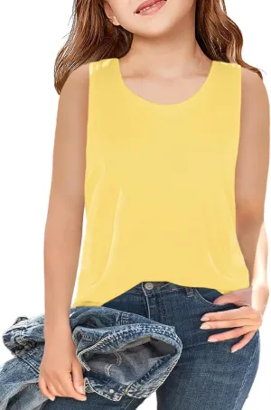 Girls Sleeveless Tank Tops Round Neck Basic Tees Summer Tanks Cute Top