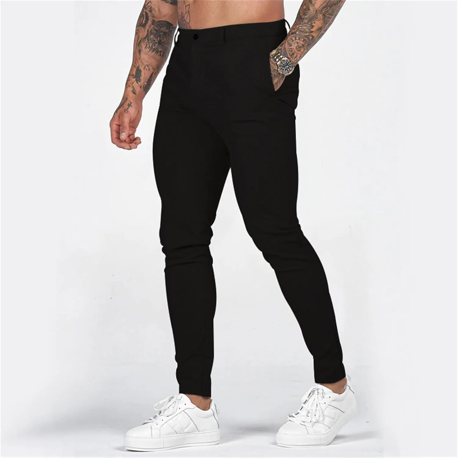 GOKKILRW Mens Golf Pants Stretch Chinos Dress Pants Quick Dry Business Work Office Lightweight Slim Fit Formal Sport Pants