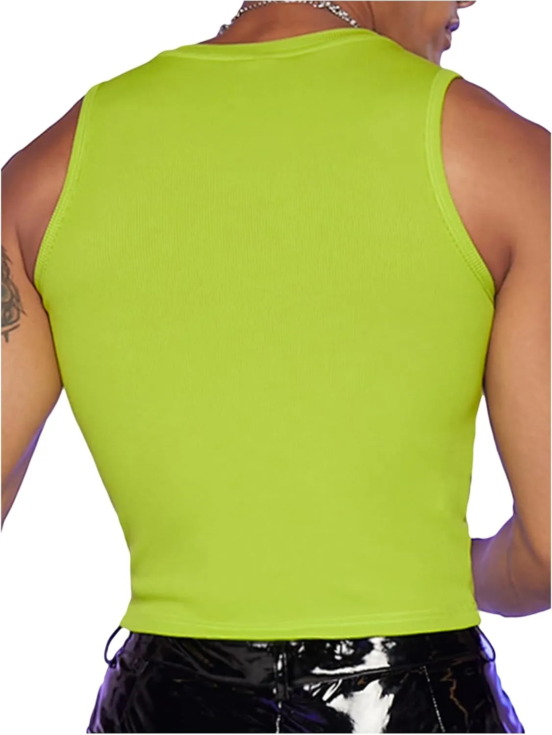 GORGLITTER Men's Fashion Workout Neon Crop Tank Top Slim Fit Hot Shirts