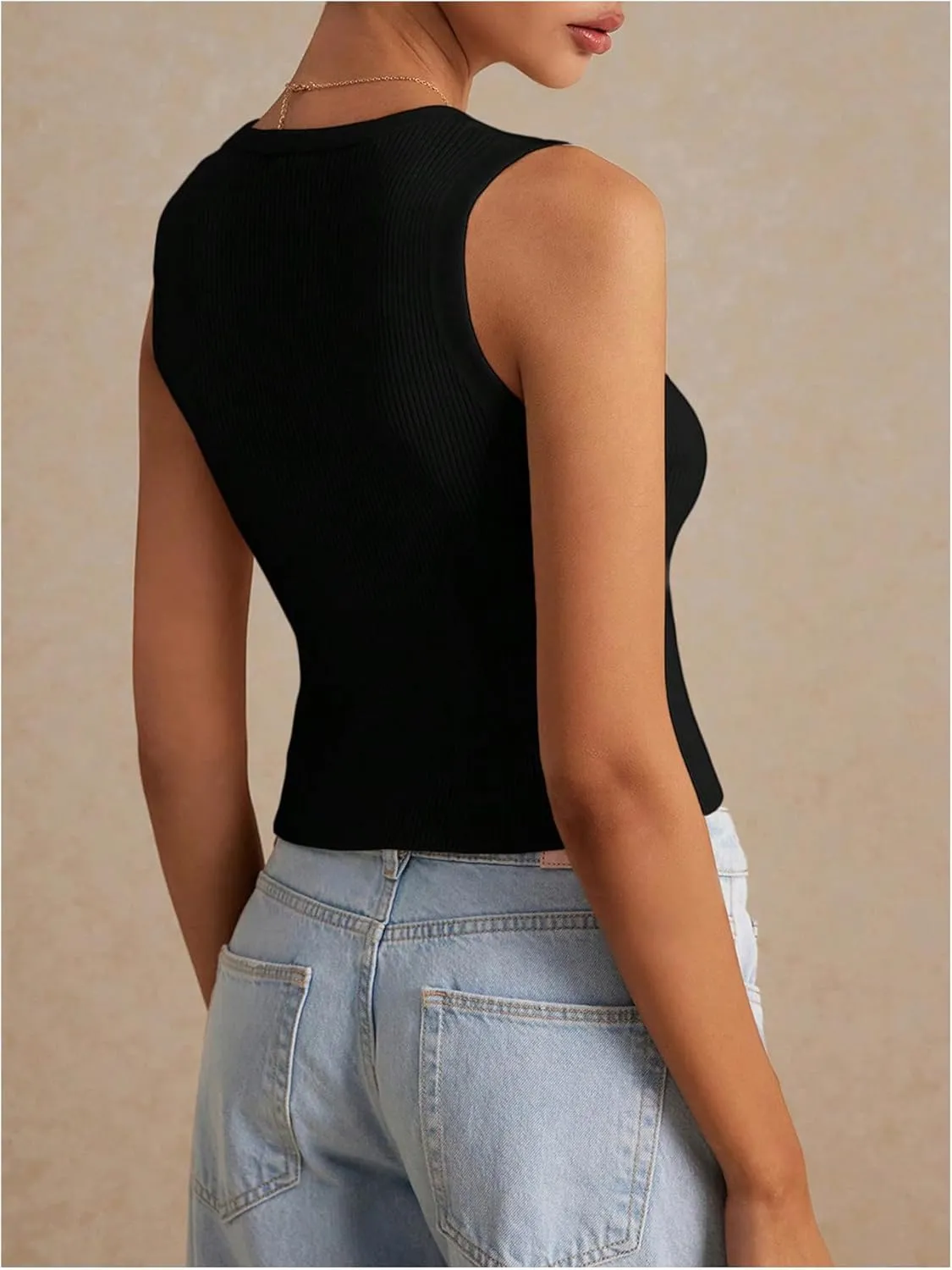GORGLITTER Women's Knit Top V Neck Sleeveless Button Down Sweater Vest